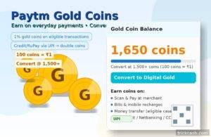 Paytm Gold coins rewards trickcash